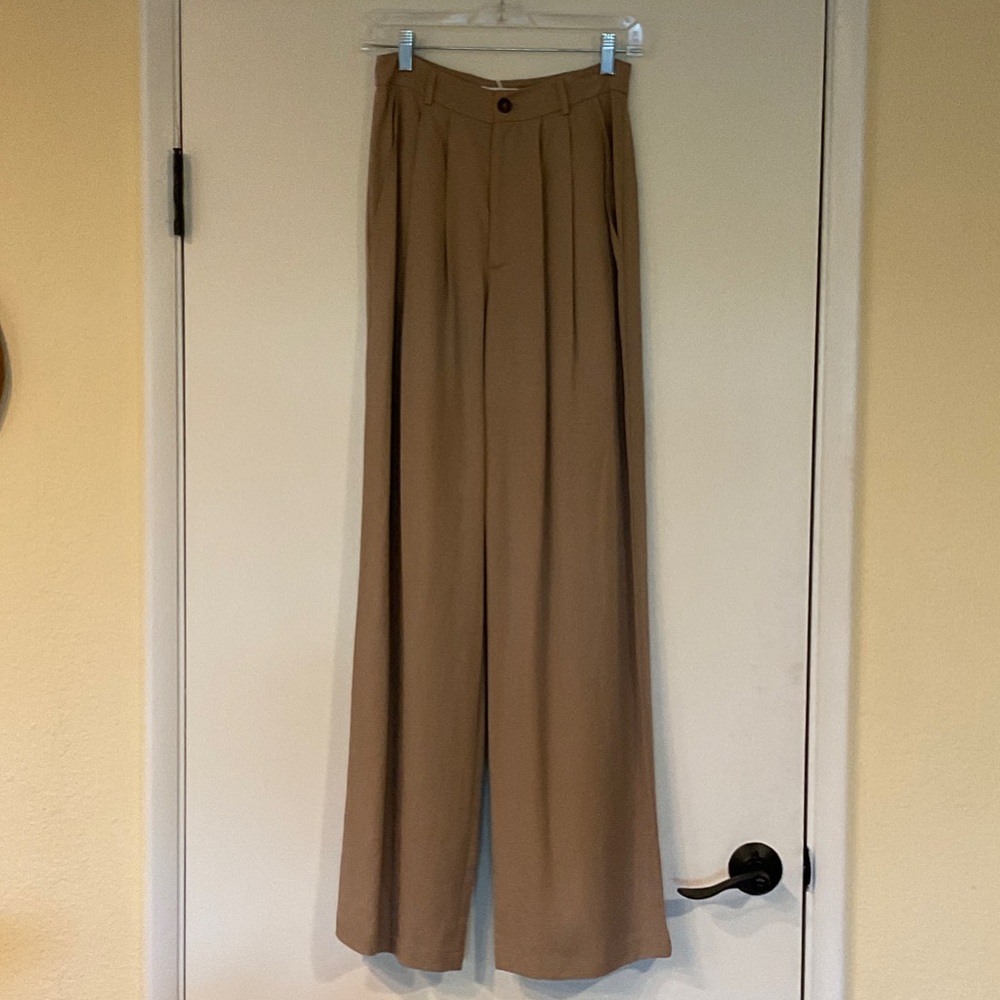 Reformation Khaki Mason Pant - Wide-Leg Trousers